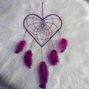 Handmade Boho Purple Heart Shaped Dreamcatcher